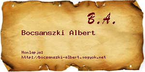 Bocsanszki Albert névjegykártya